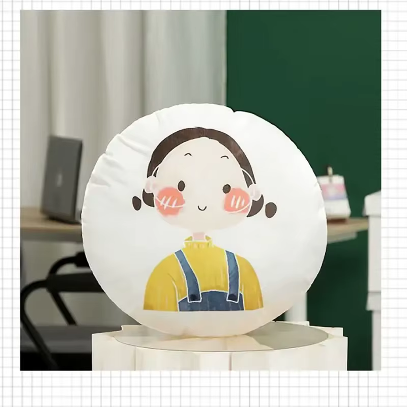 Coussin rond personnalisé - Personnalisez votre photo, votre logo, votre image d'anime ou d'idole, coussin en peluche doux pour la maison/la voiture/le bureau, cadeau personnalisé