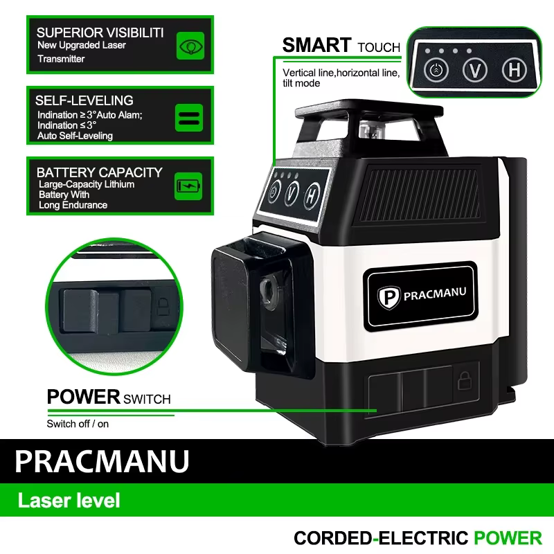 Pracmanu Mini 12 lignes niveau Laser 3D 360