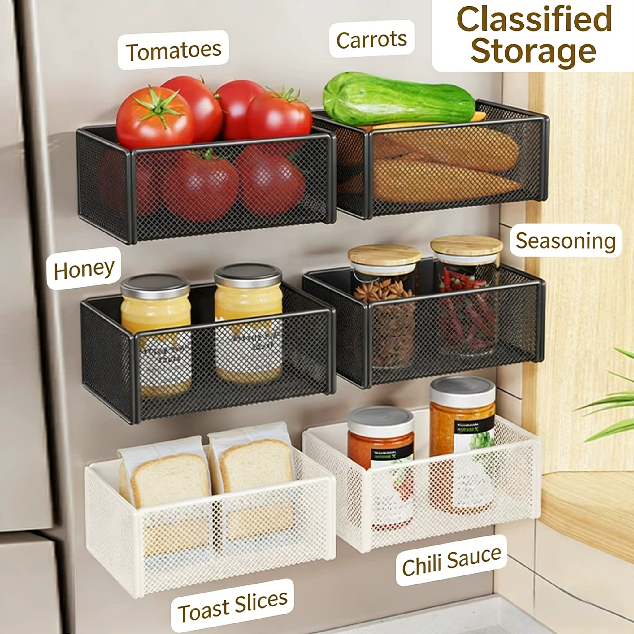 Étagère de rangement magnétique pour réfrigérateur, en acier au carbone, panier de rangement multifonctionnel et créatif