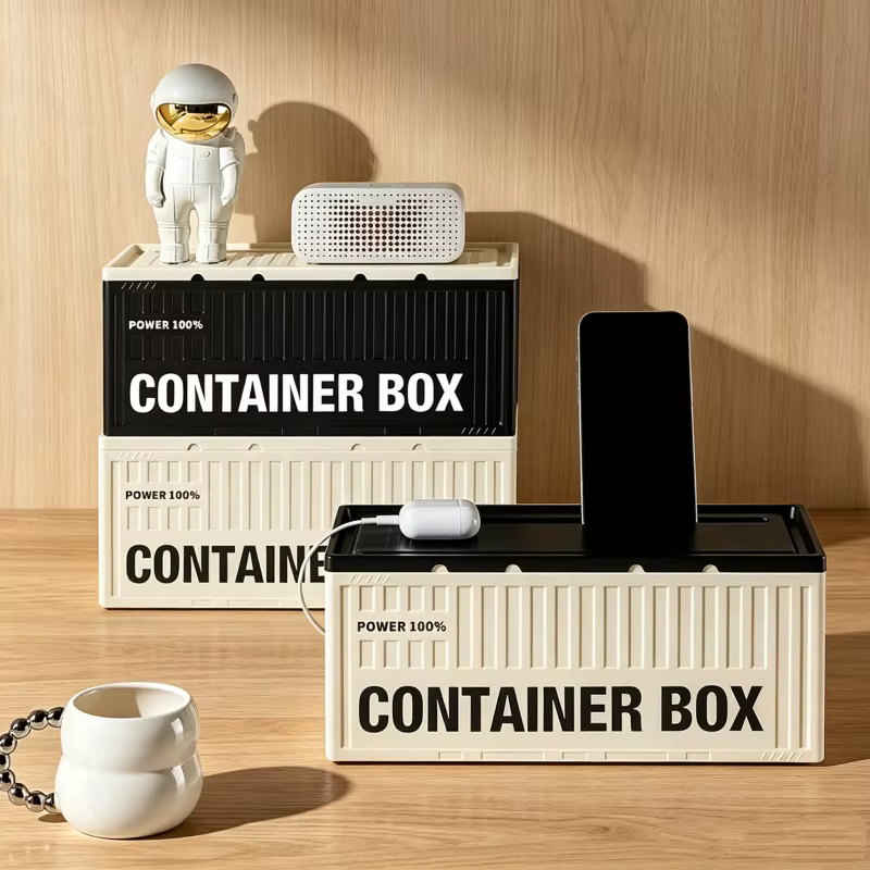Boîte de rangement de câbles haute capacité avec couvercle