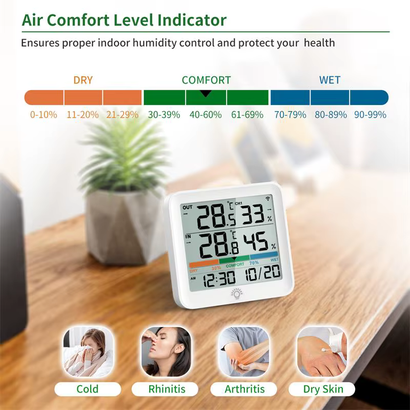 Thermomètre hygromètre numérique avec télécommande