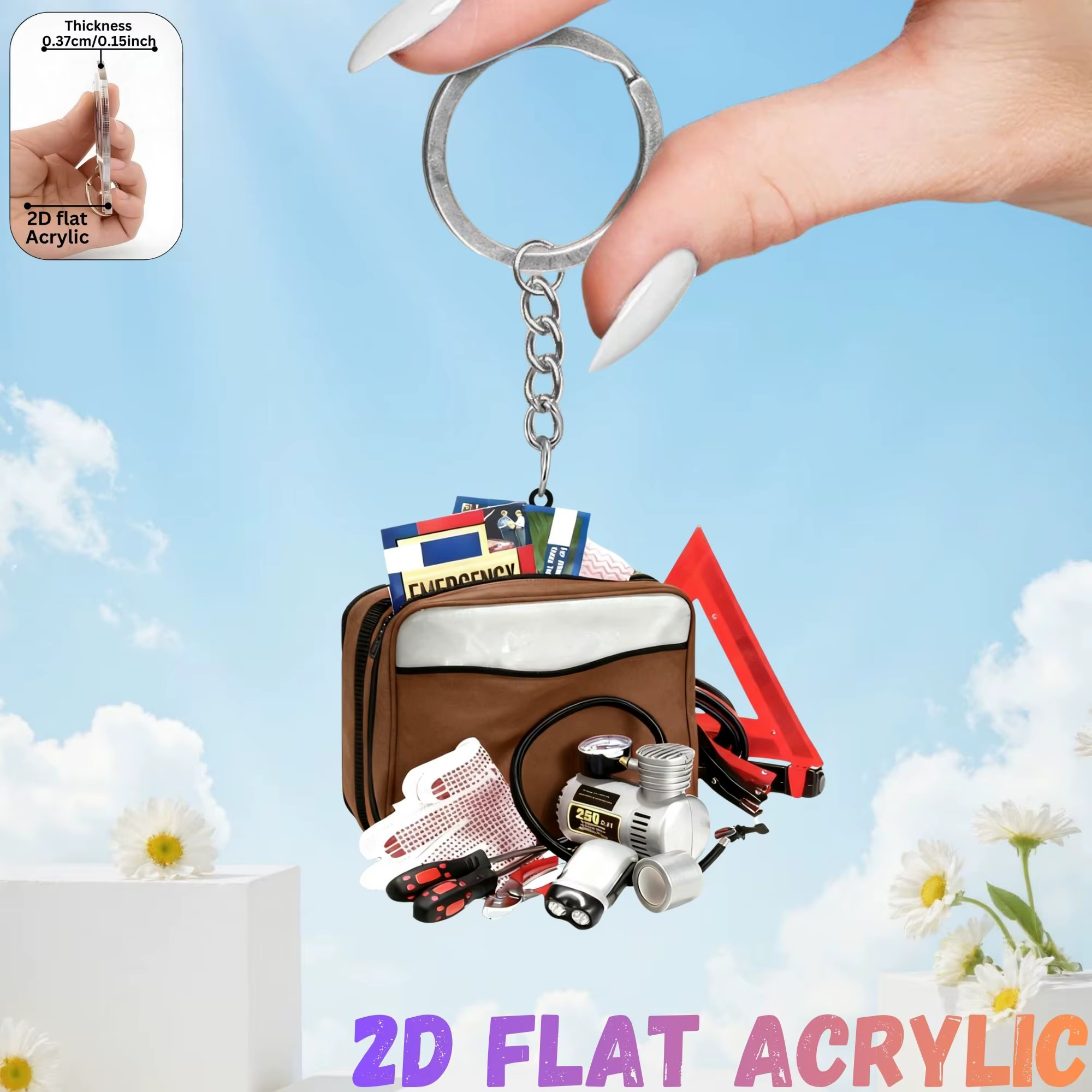 Porte-clés 2D pour kit d'urgence automobile