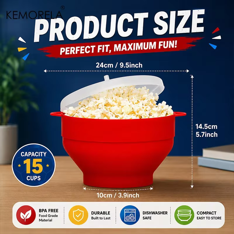 1 appareil à pop-corn pour micro-ondes - 3L grande capacité