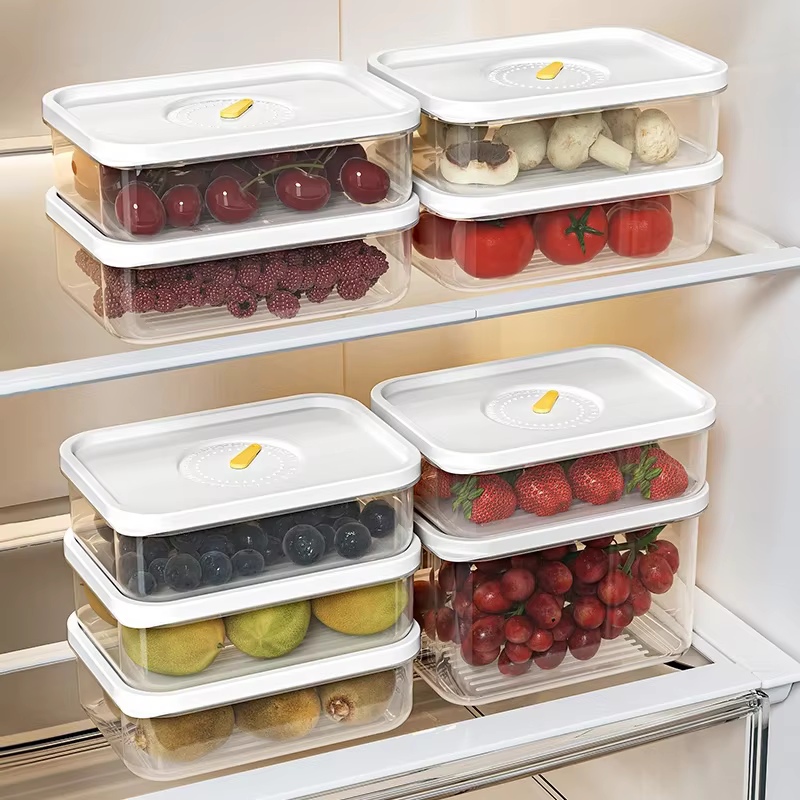 Transparent 950ML réfrigérateur stocke bac à légumes aliments frais fruits conteneur en plastique micro-ondable Bento