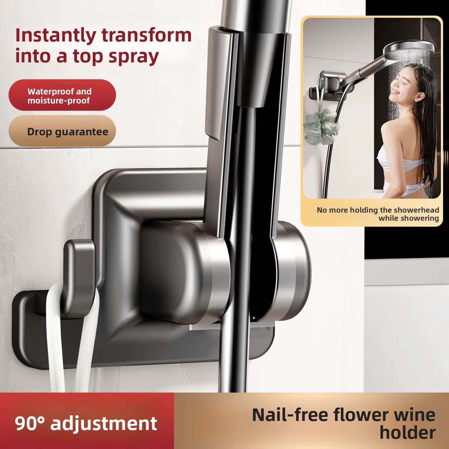 Support de pommeau de douche sans perçage