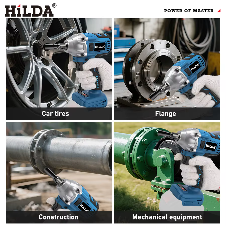 HILDA clé à chocs électrique 18V bleu sans brosse/brossé Rechargeable 1/2 clé à douille perceuse à main sans fil pour batterie Makita
